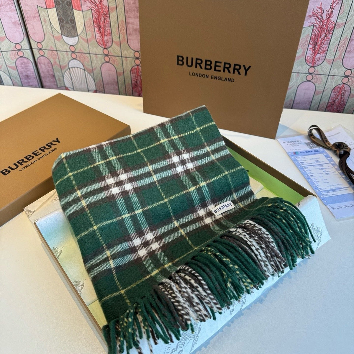 Burberry Plaid Fringe Scarf — front