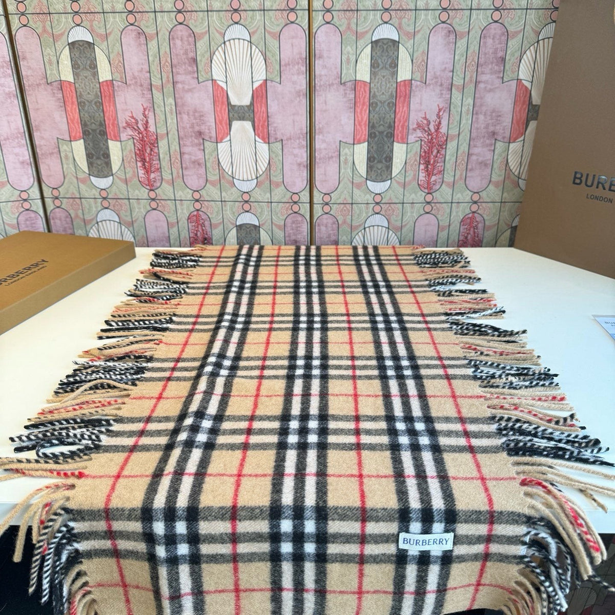 Burberry Plaid Fringe Scarf — front
