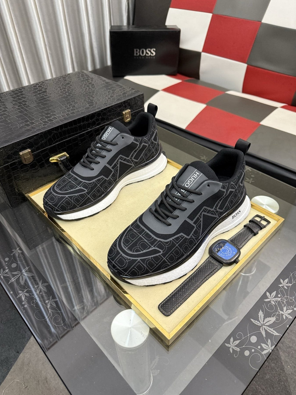 Hugo Boss Geometric Panel Sneakers — front