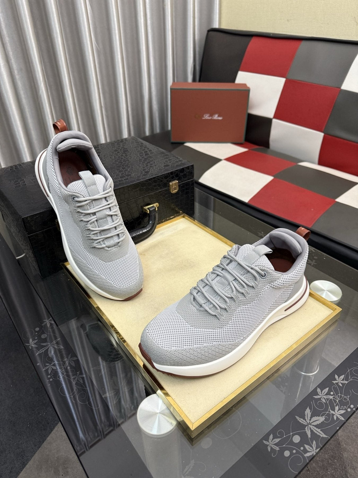Knit Lace-Up Sneakers — front