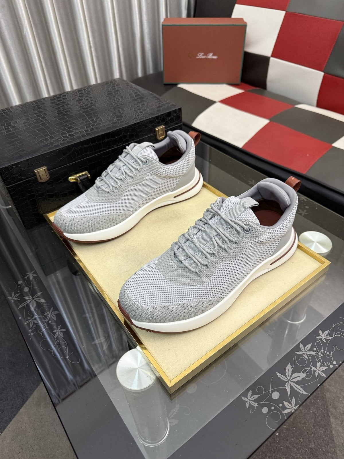 Knit Lace-Up Sneakers — front