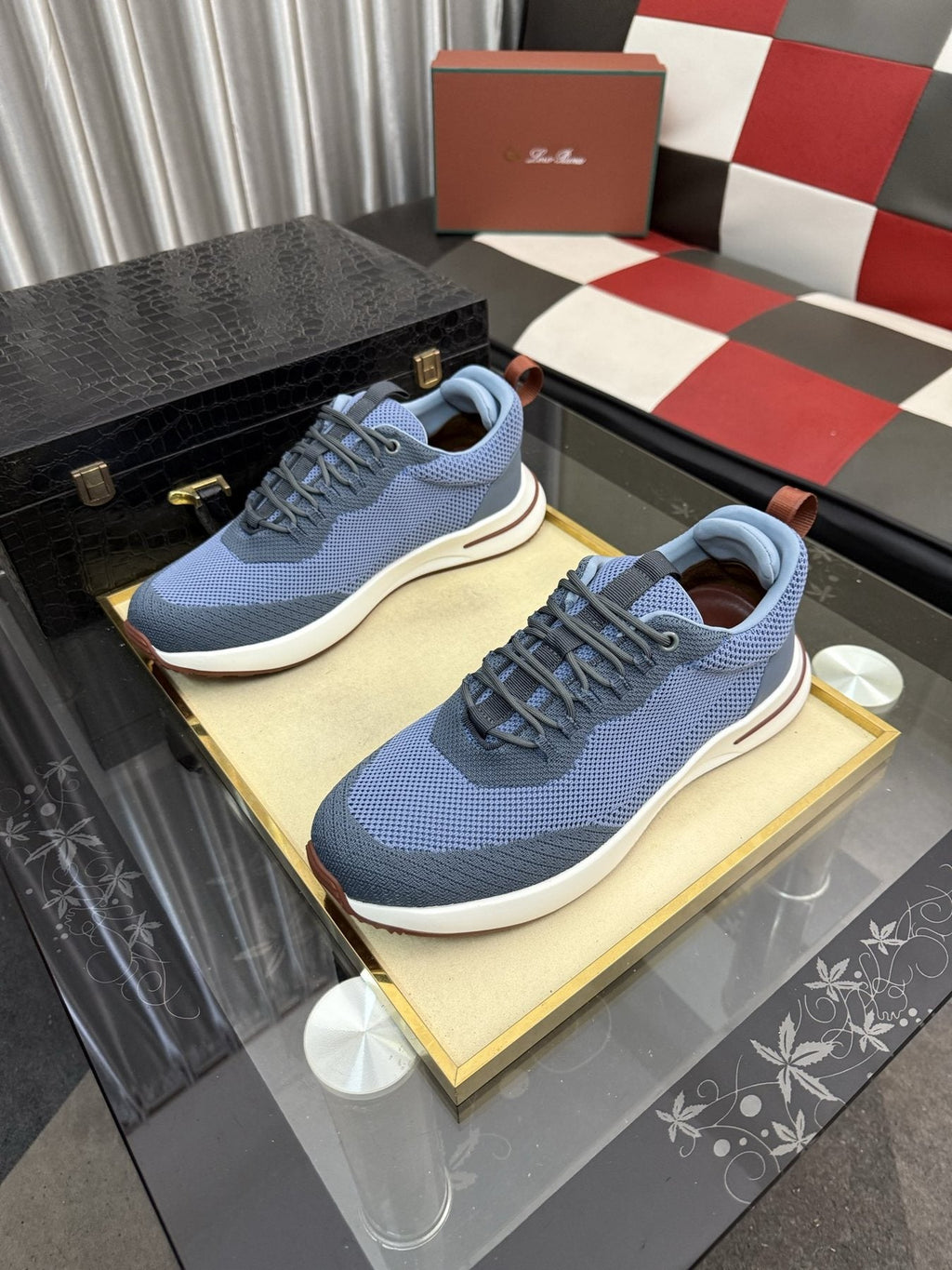 Knit Lace-Up Sneakers — front