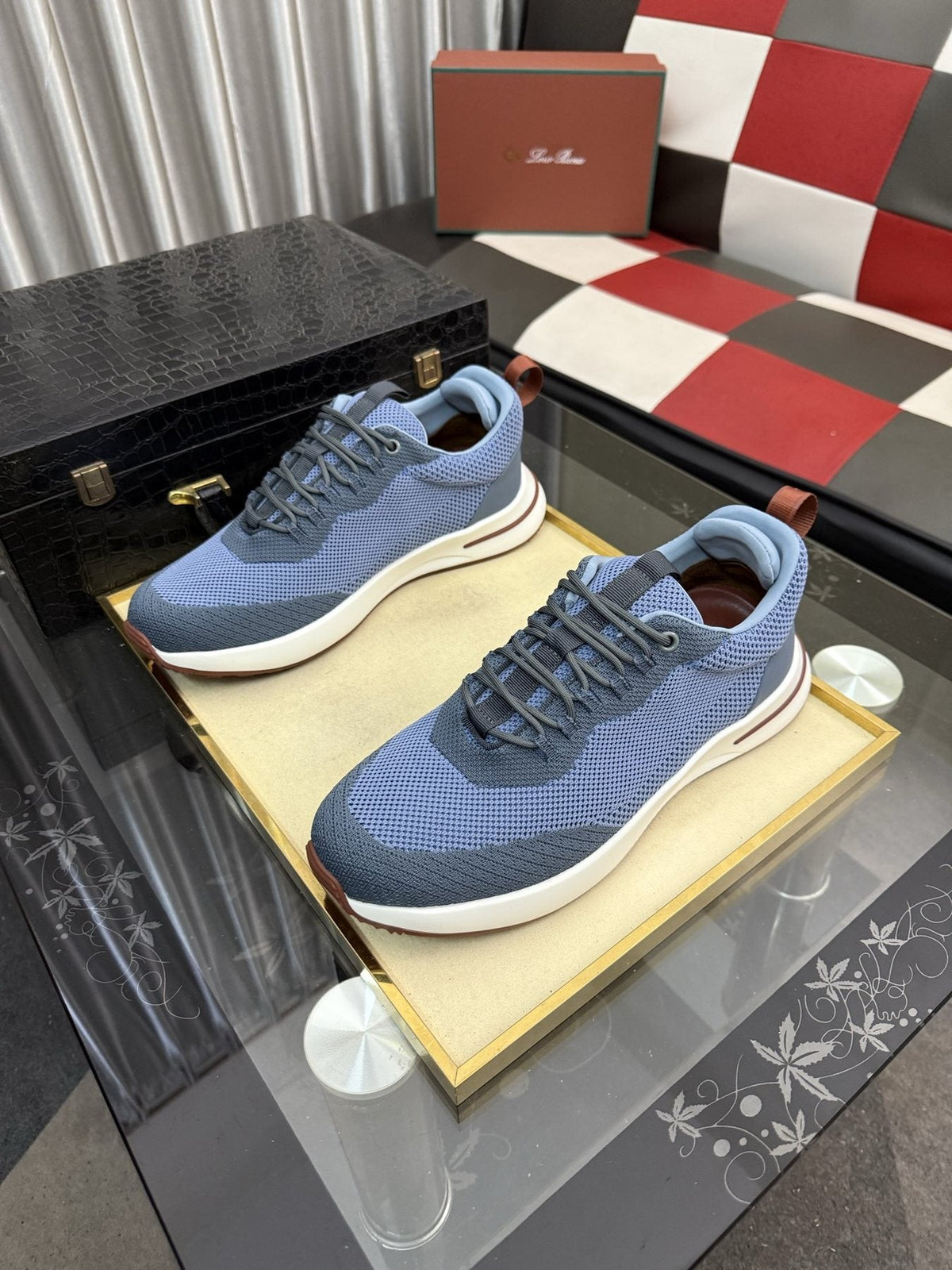 Knit Lace-Up Sneakers — front