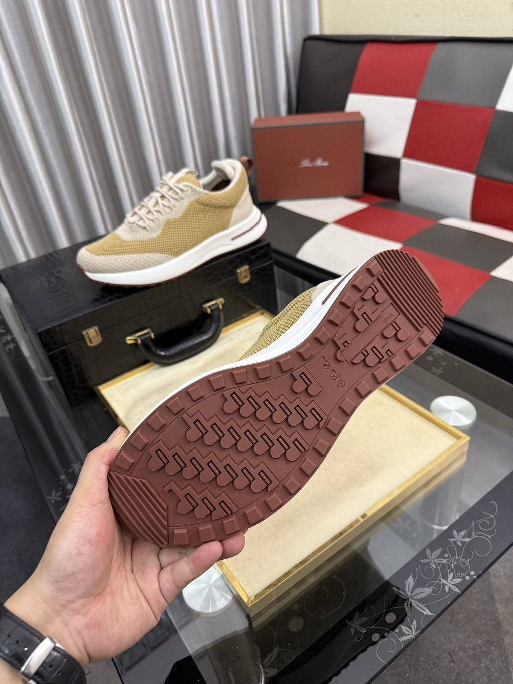 Knit Lace-Up Sneakers — front