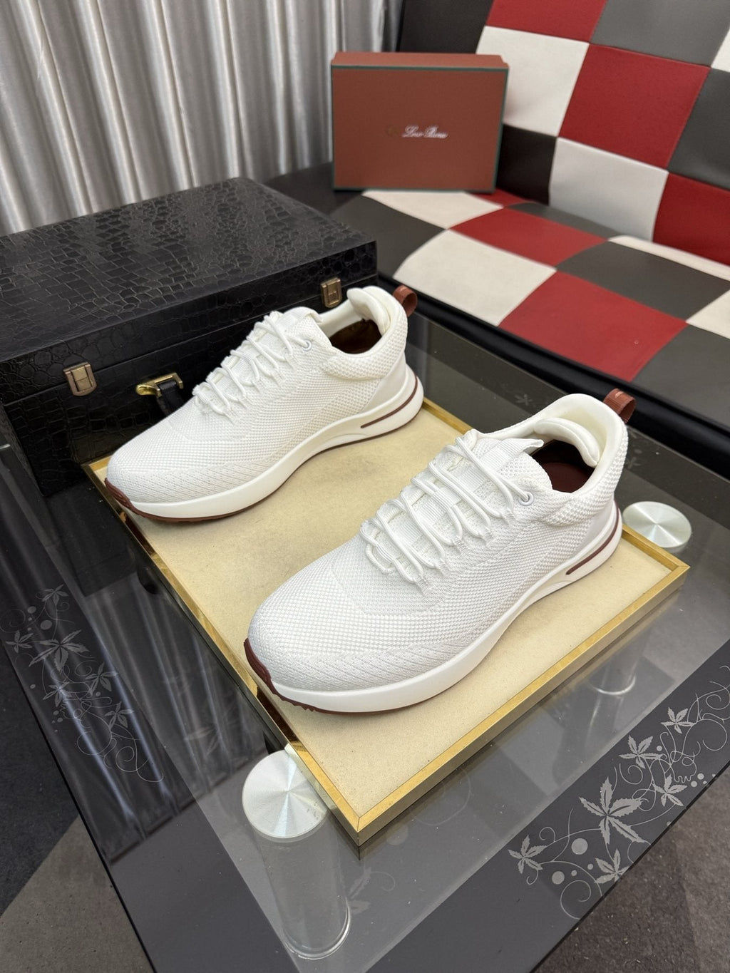 Knit Lace-Up Sneakers — front