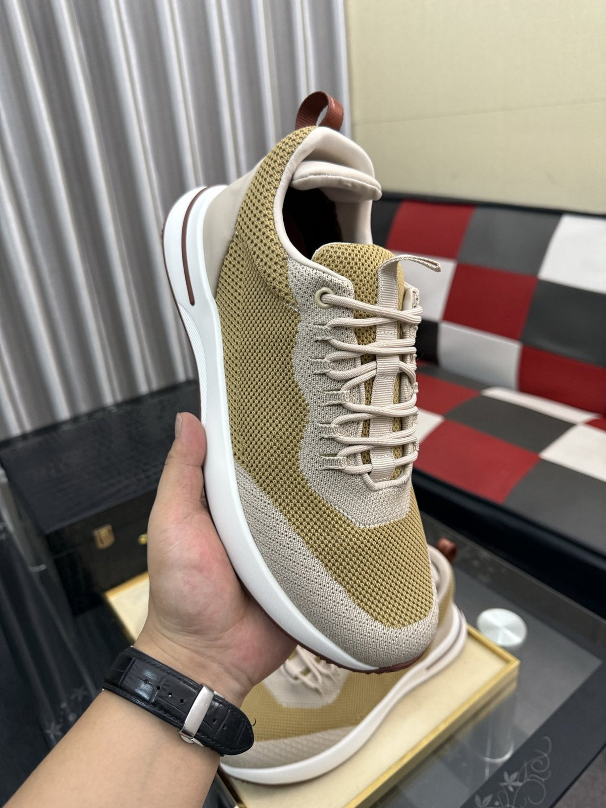 Knit Lace-Up Sneakers — model
