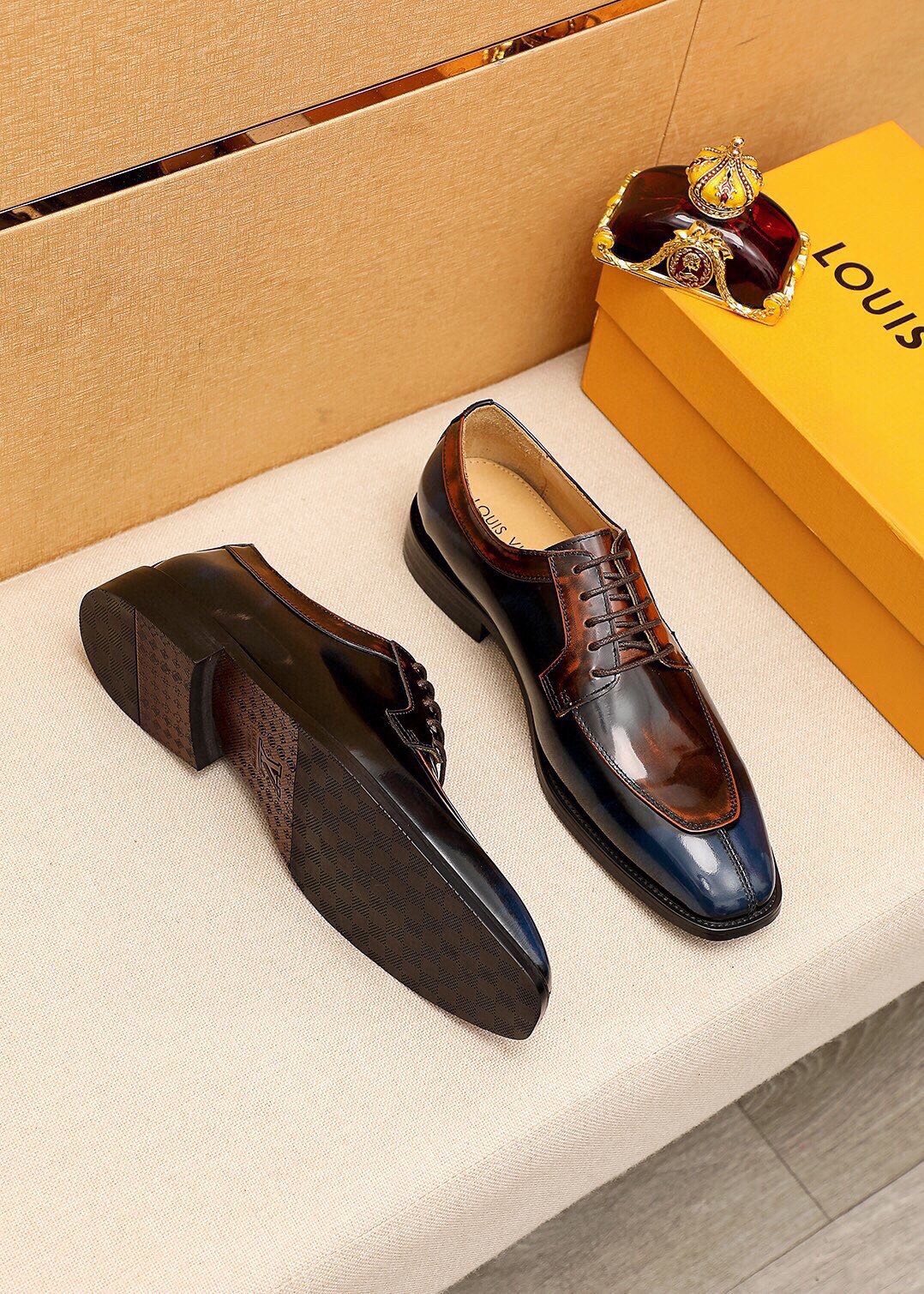 Louis Vuitton Dark Brown & Black Oxford Shoes — side