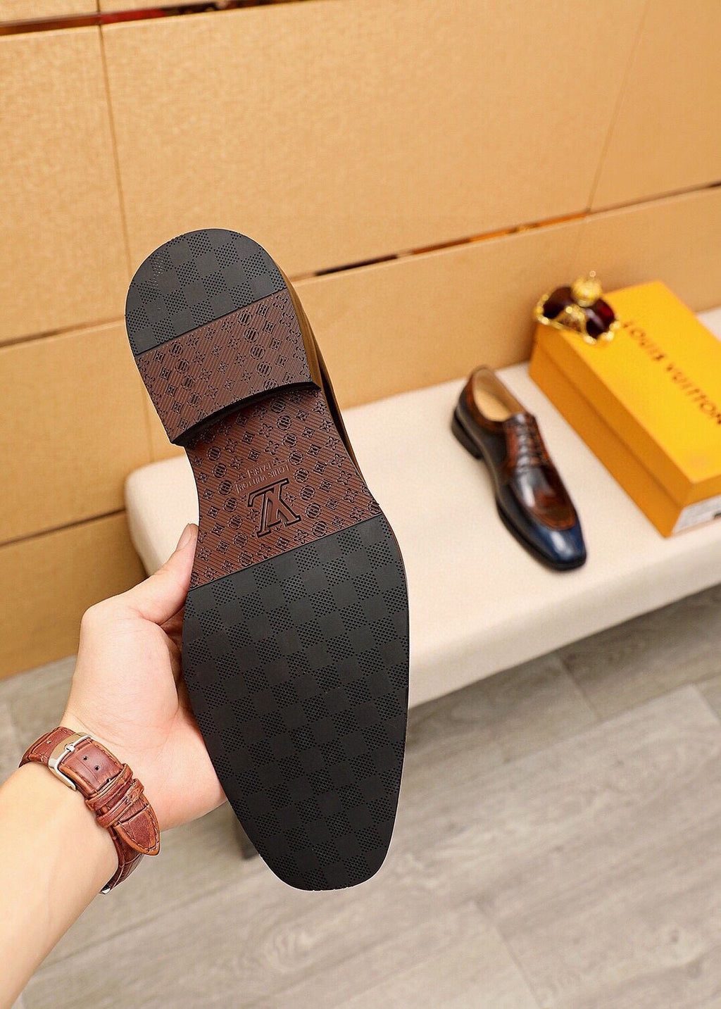 Louis Vuitton Dark Brown & Black Oxford Shoes — back