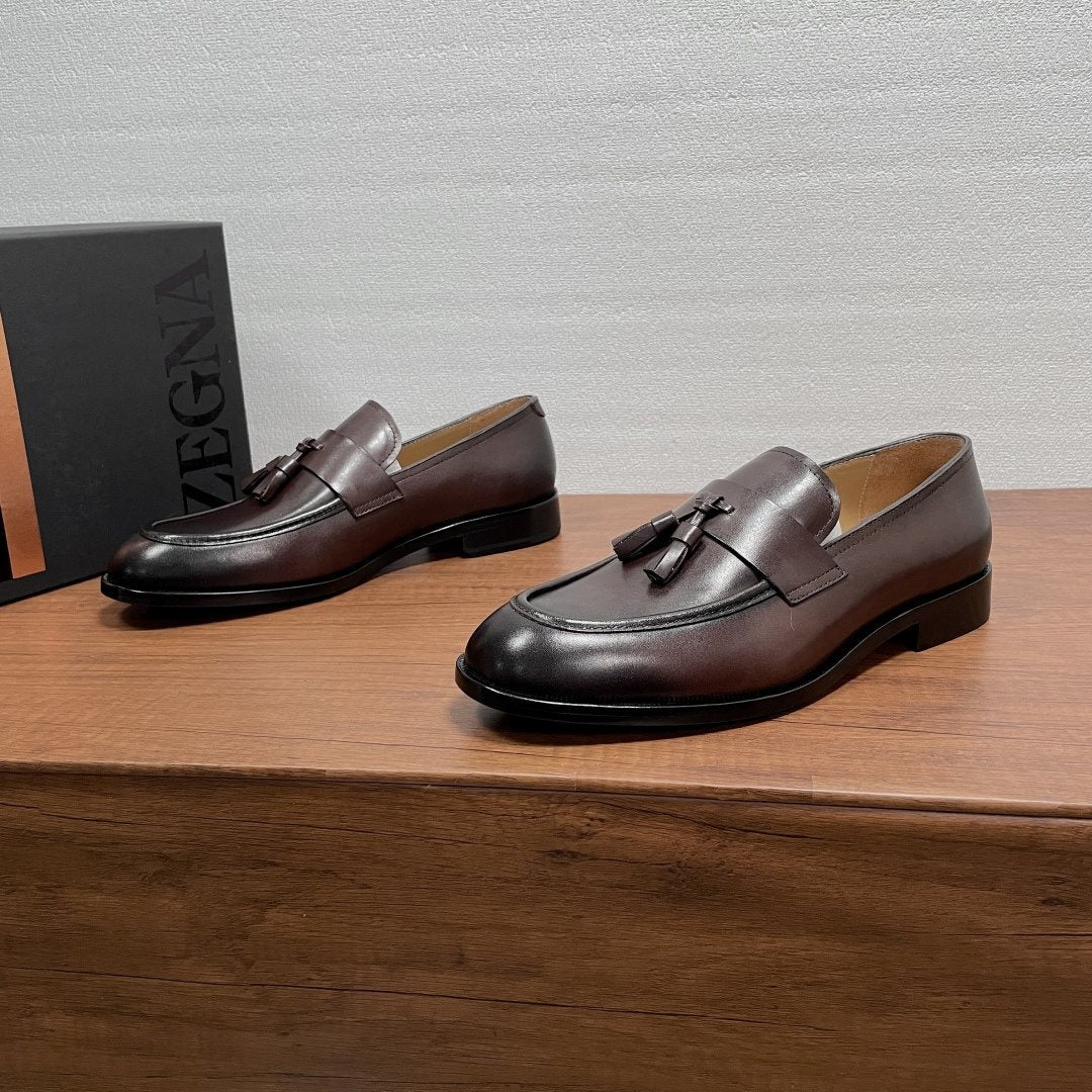 Zegna Tassel Strap Loafers — front