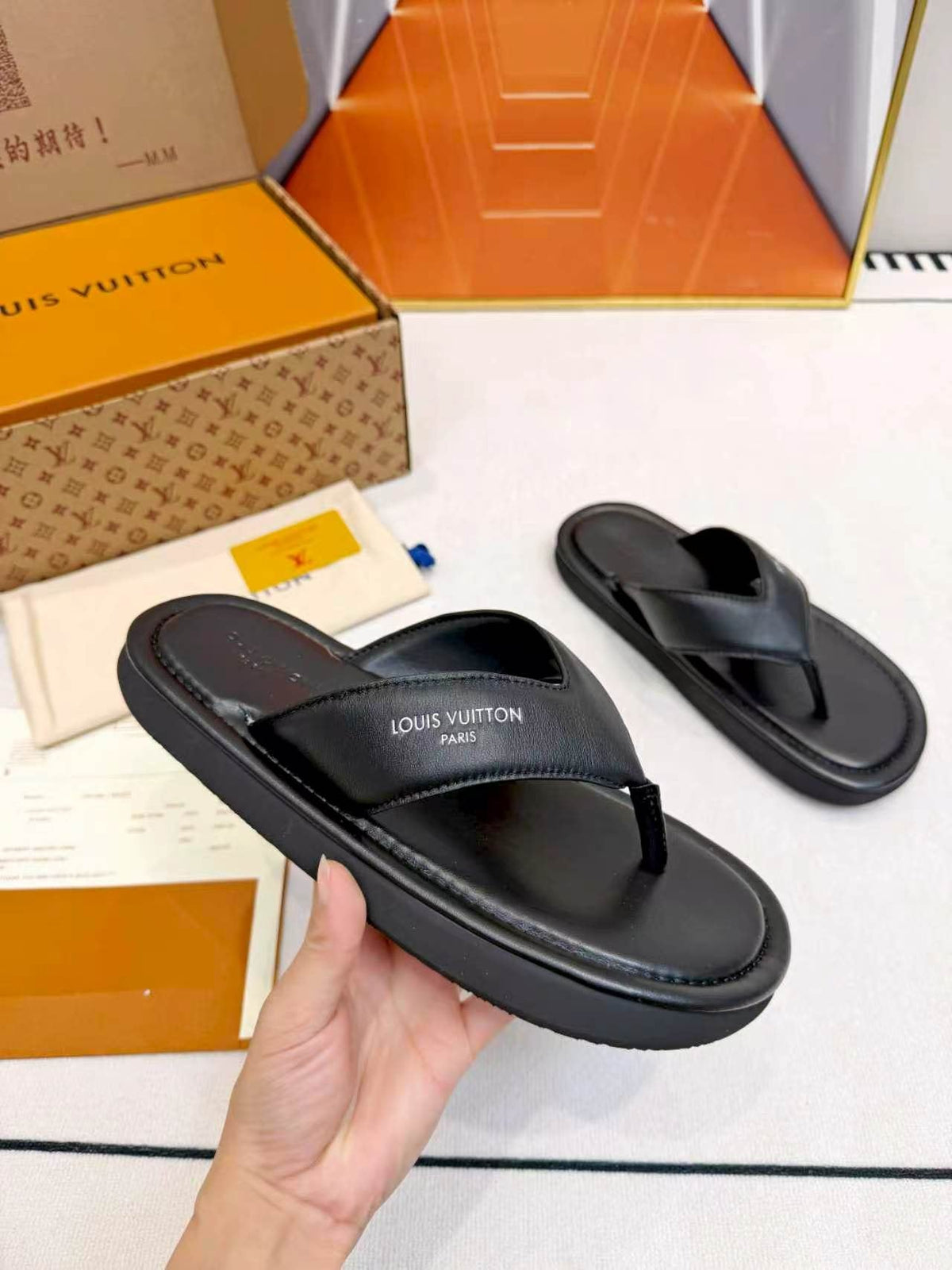 Louis Vuitton Men’s V-Front Thong Sandals — model