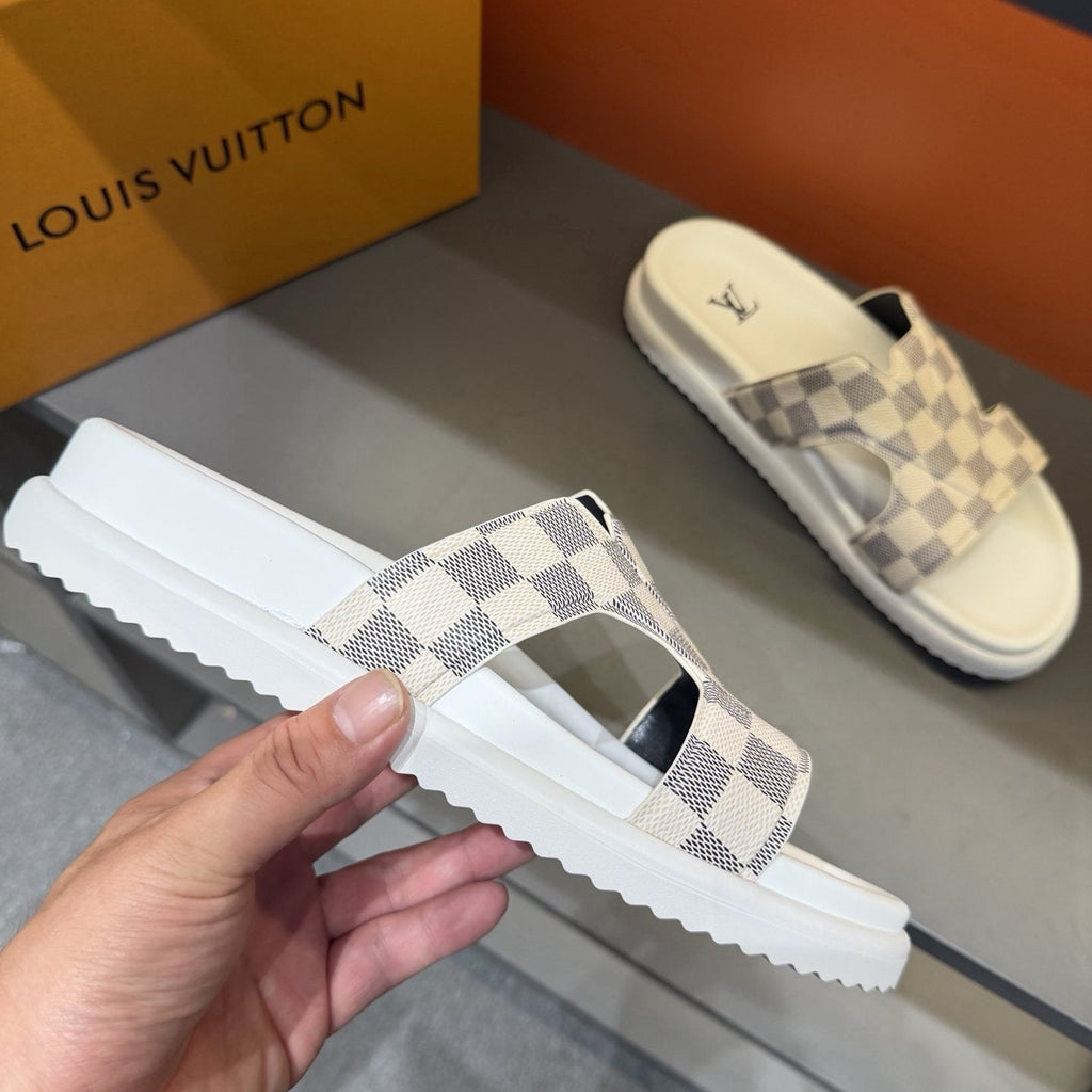 Louis Vuitton Checkerboard Crossover Slide Sandals — side