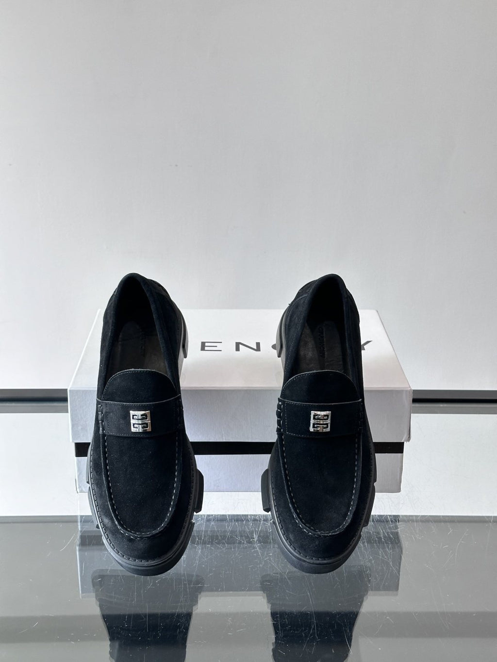 Givenchy Suede Lug-Sole Loafers — front