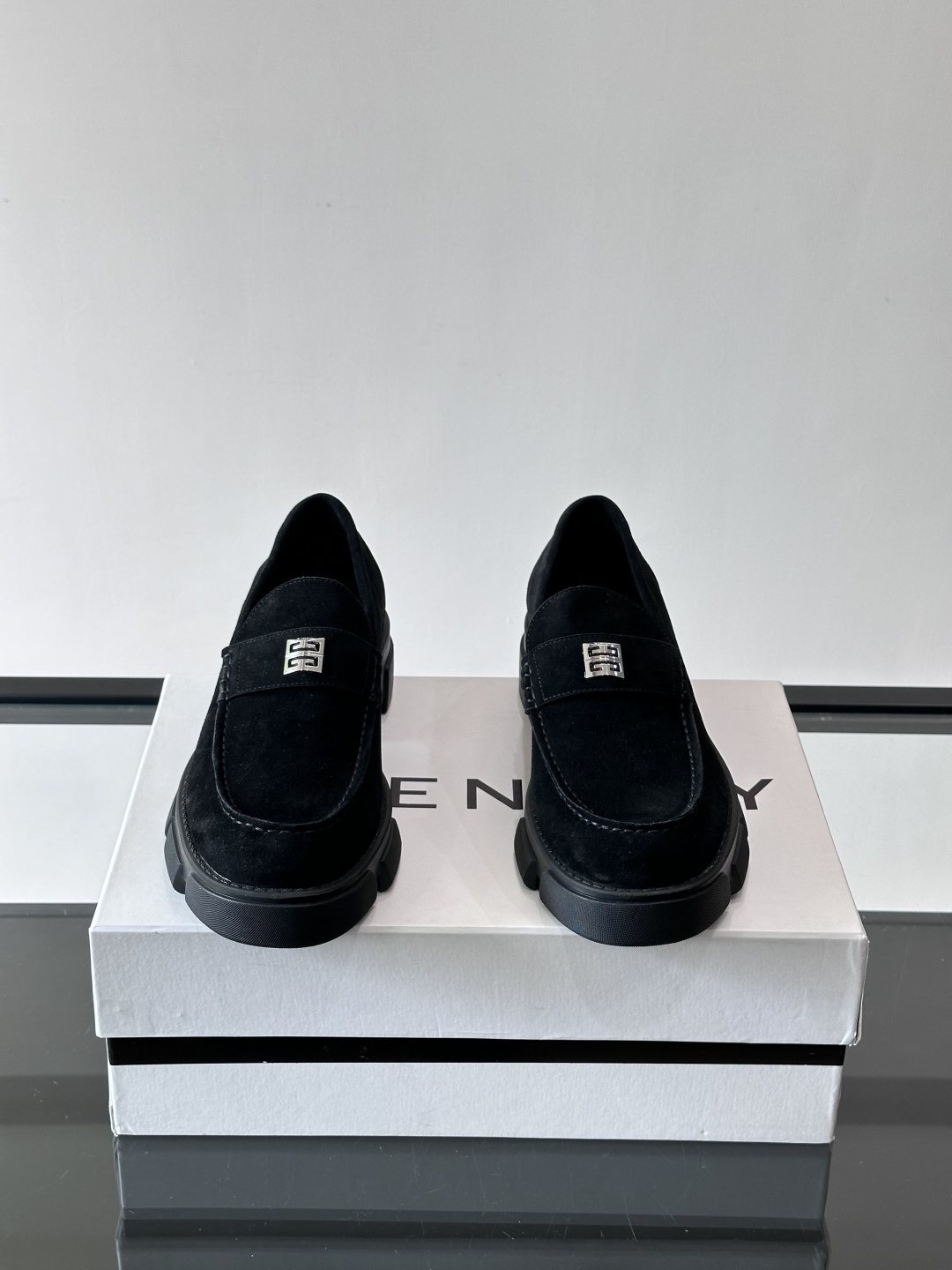 Givenchy Suede Lug-Sole Loafers — front