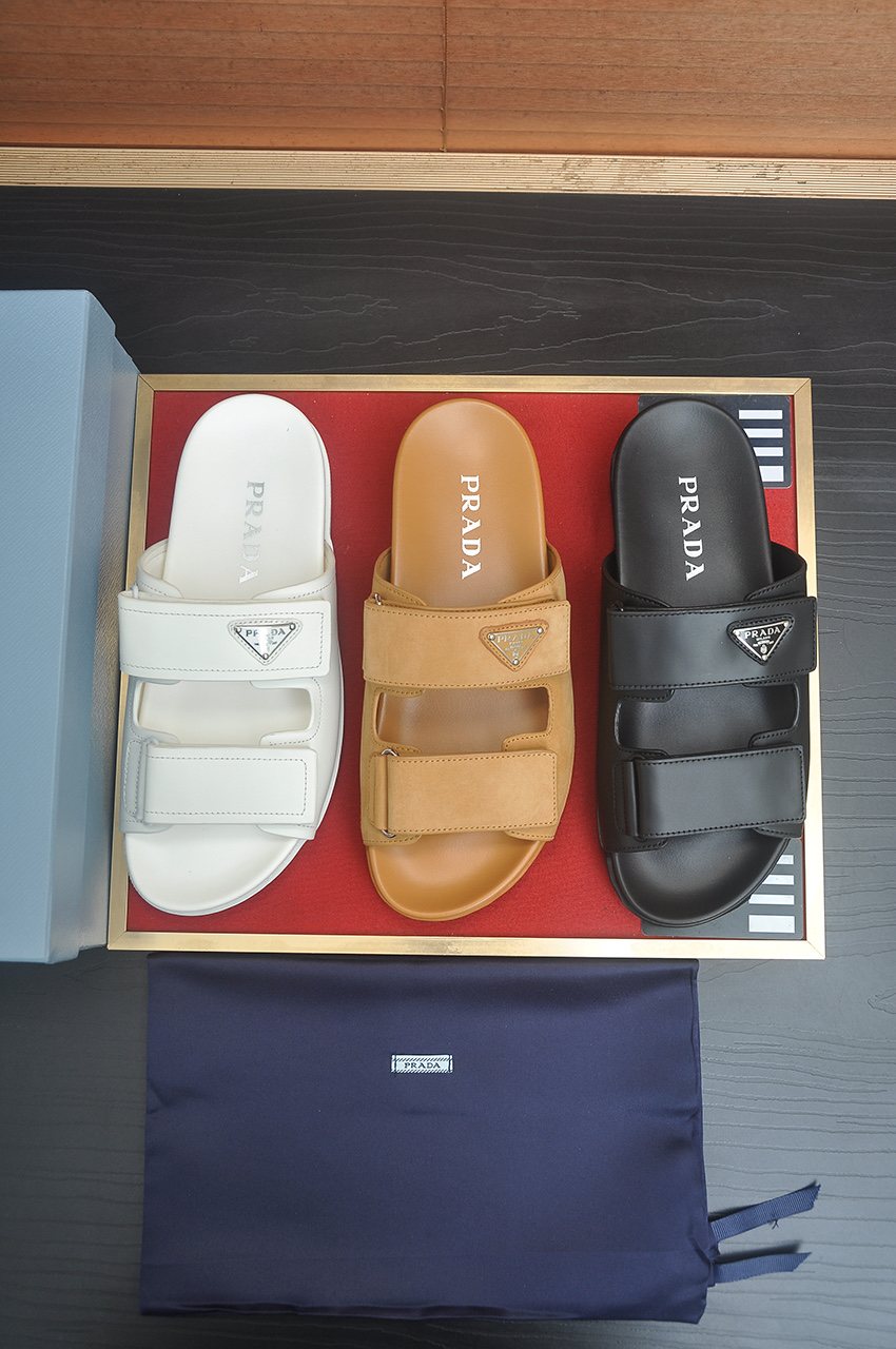 Prada Two-Strap Lug Sole Slide Sandals — model