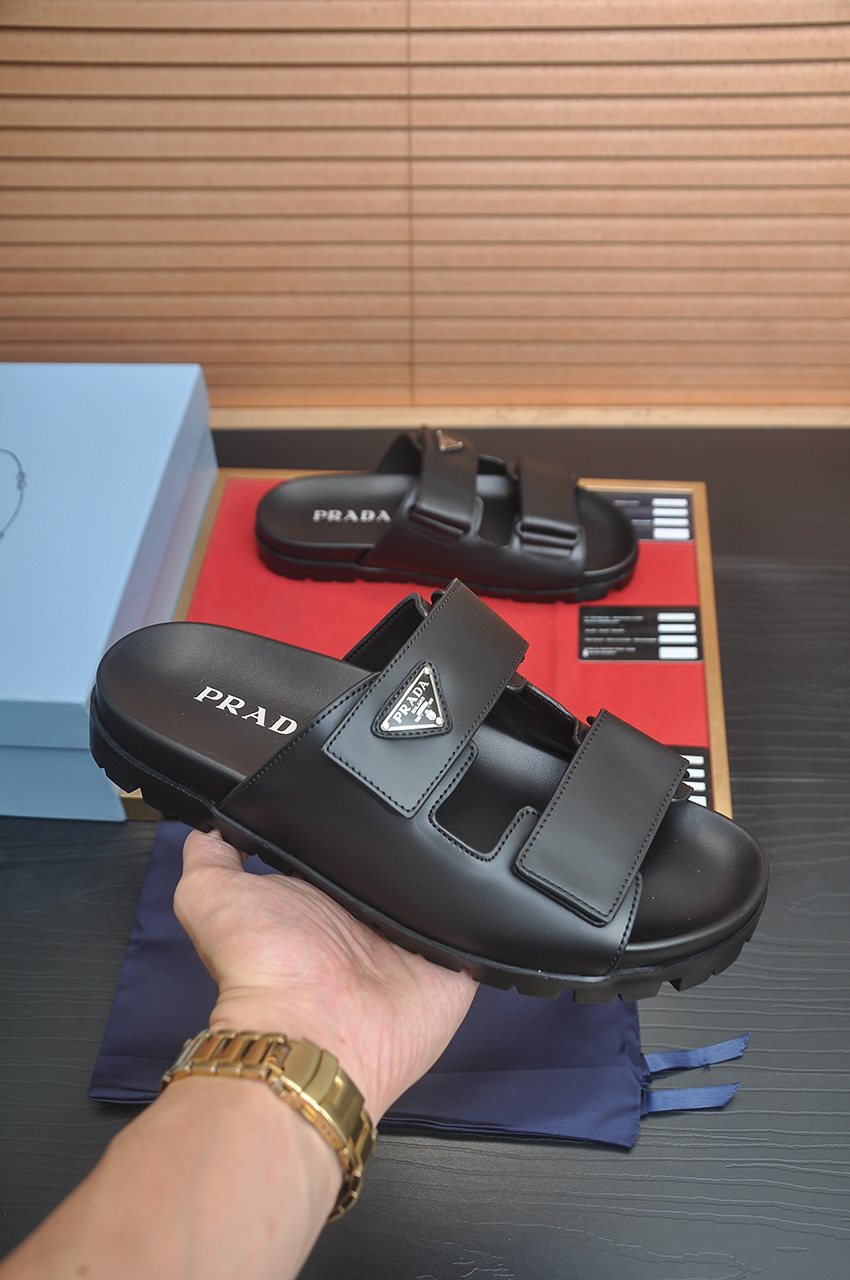 Prada Two-Strap Lug Sole Slide Sandals — model