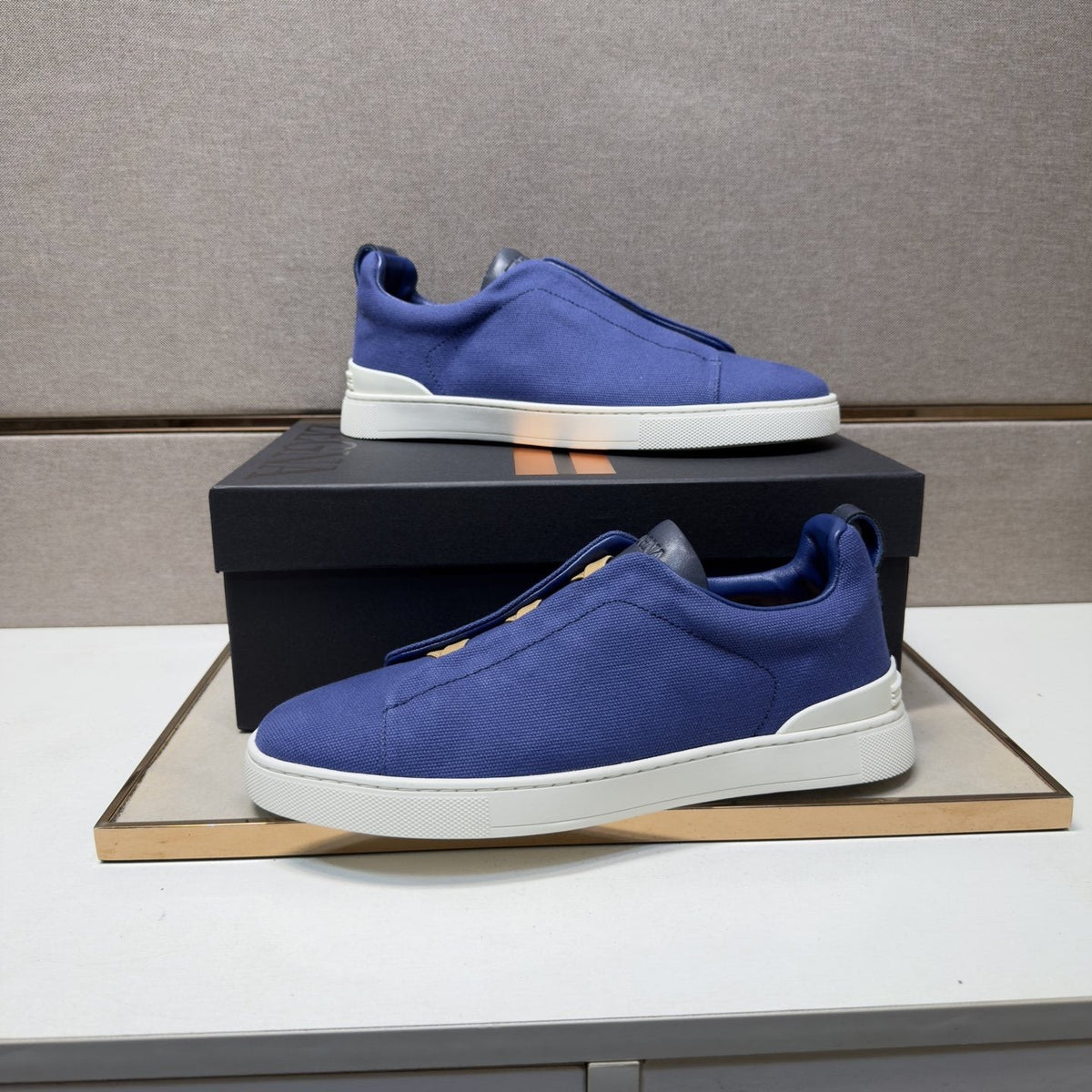 Zegna Tan Accent Low-Top Sneakers — model