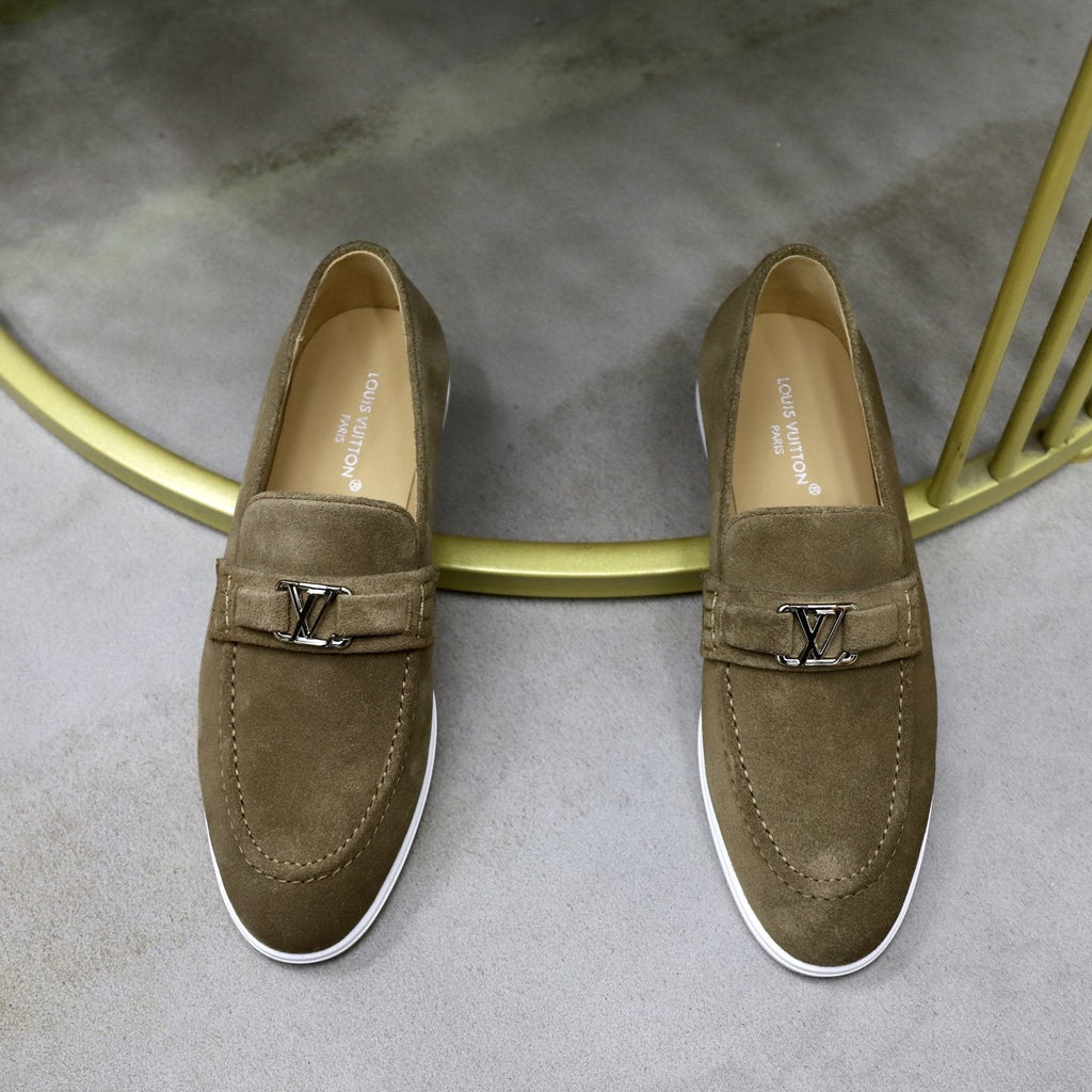 Louis Vuitton Suede-Like Metal Hardware Loafers — side