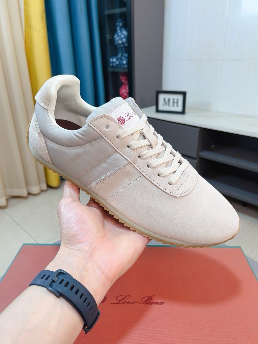 Loro Piana Low-Top Lace-Up Sneakers — side