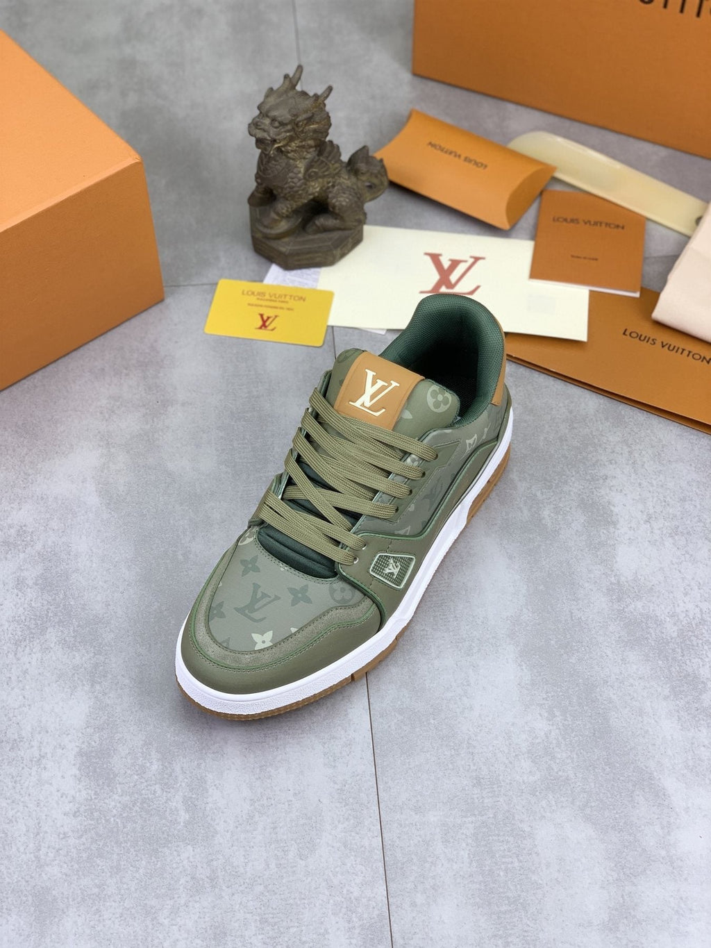 Louis Vuitton Sage Green Low-Top Sneakers — front