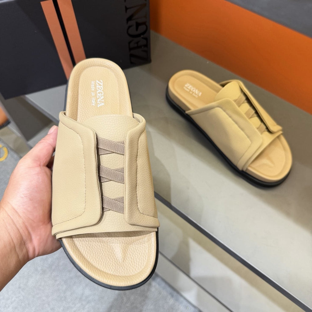 ZEGNA Textured Strap Slide Sandals — model