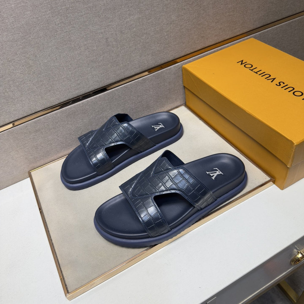 Men’s Textured Crossover Slide Sandals — front