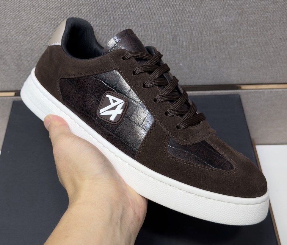 Armani Exchange Paneled Low-Top Sneakers — front