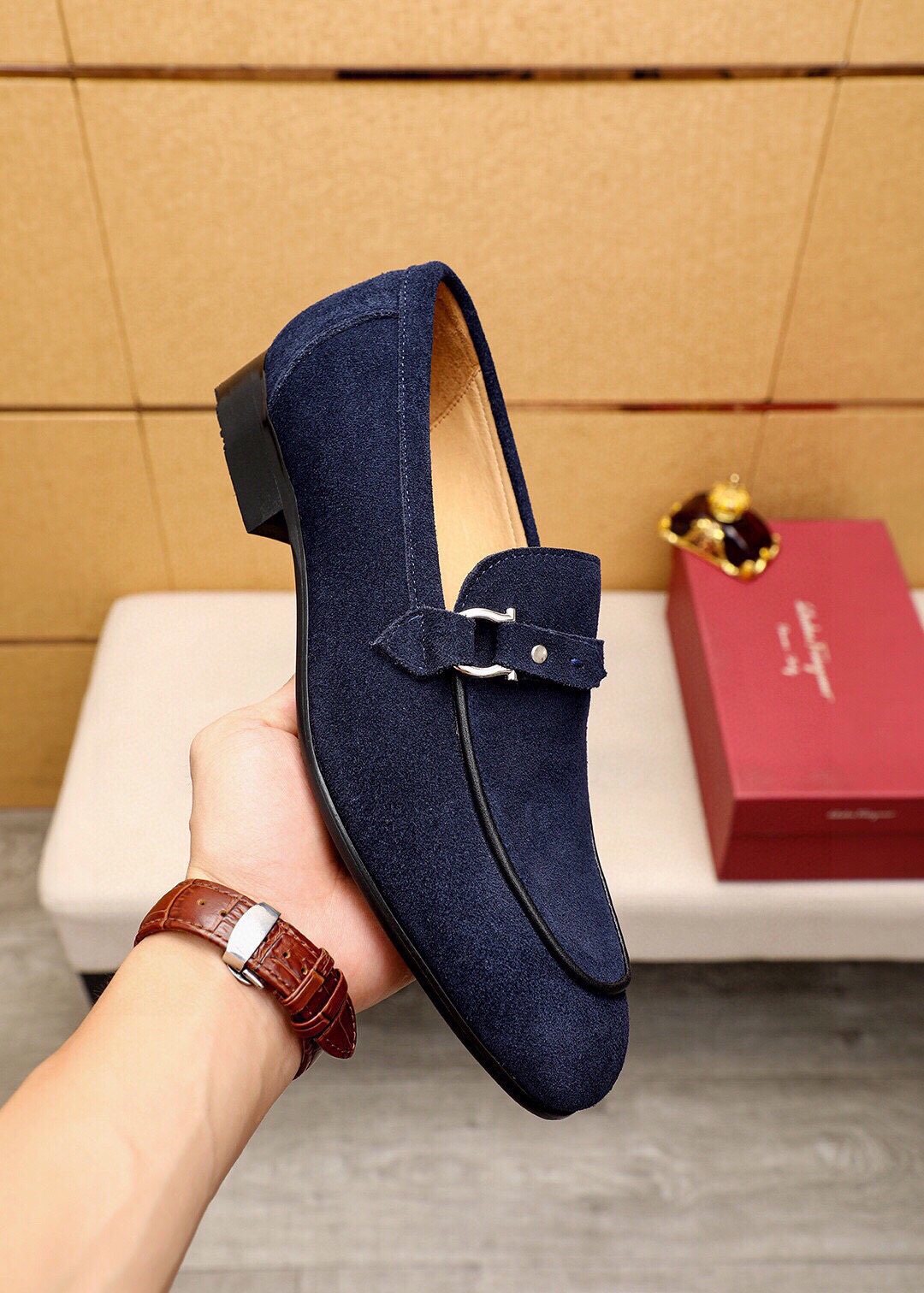 Ferragamo Metal-Accent Loafers — model