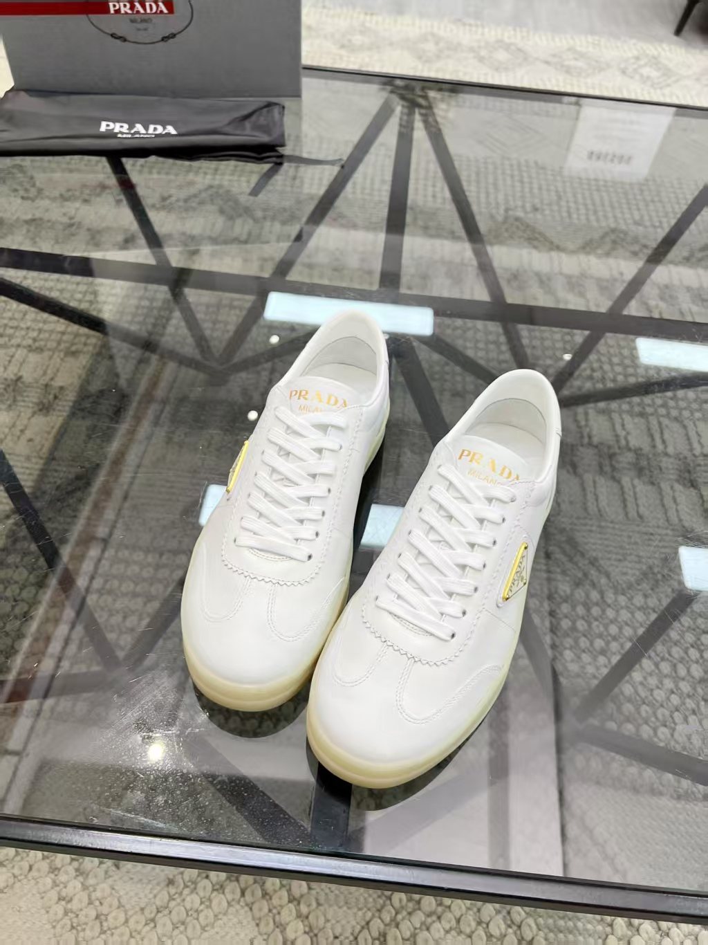 Prada Men's Low-Top Leather Sneakers — front