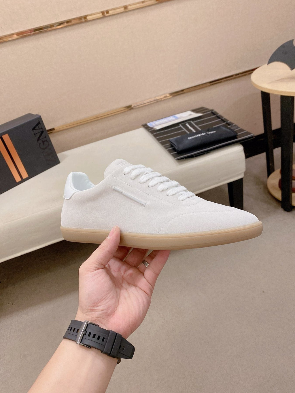 Zegna Suede Low-Top Sneakers — side