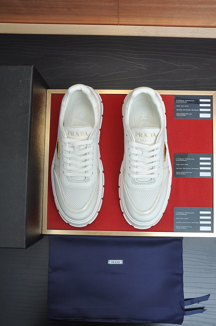 Prada Charcoal Gray & Black Low-Top Sneakers — front