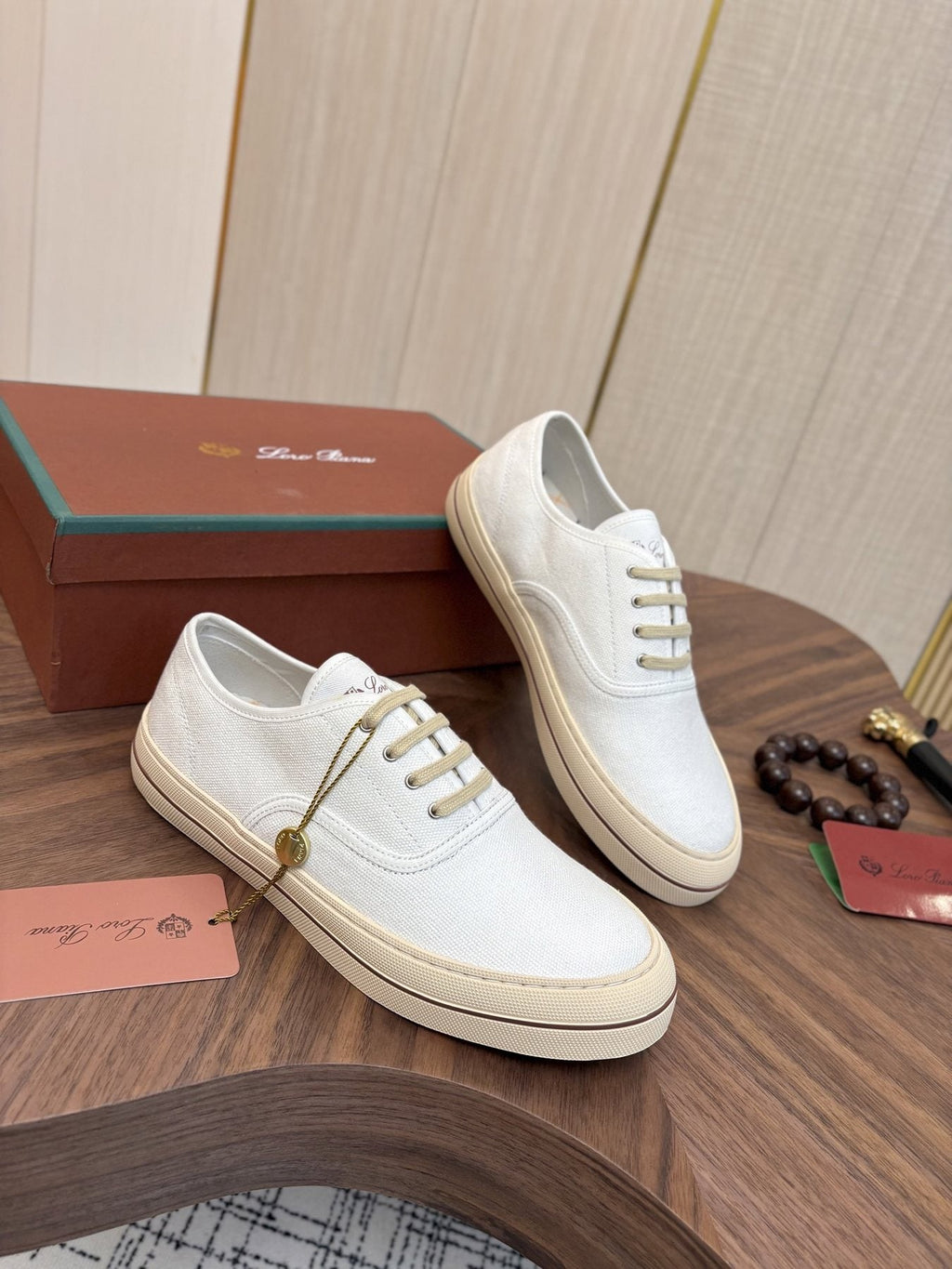 Loro Piana Low-Top Canvas Sneakers — front