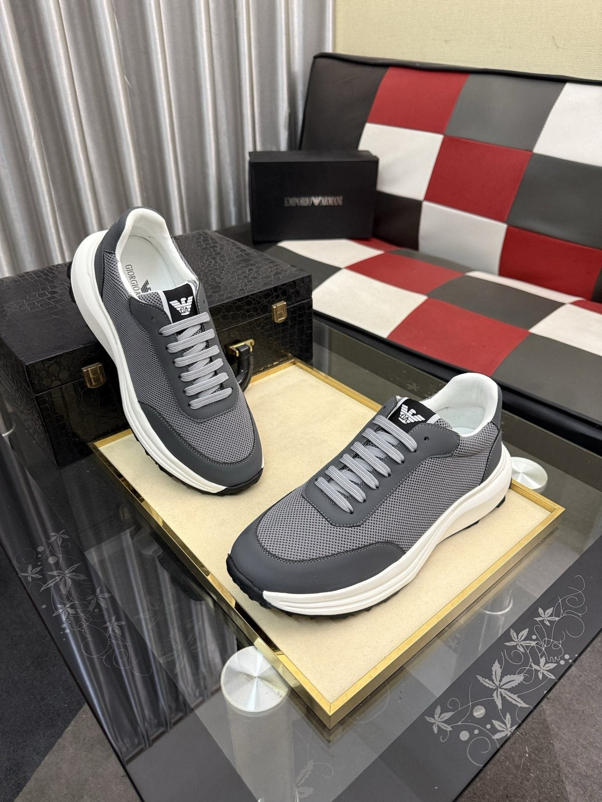 Armani Textured Low-Top Sneakers — front
