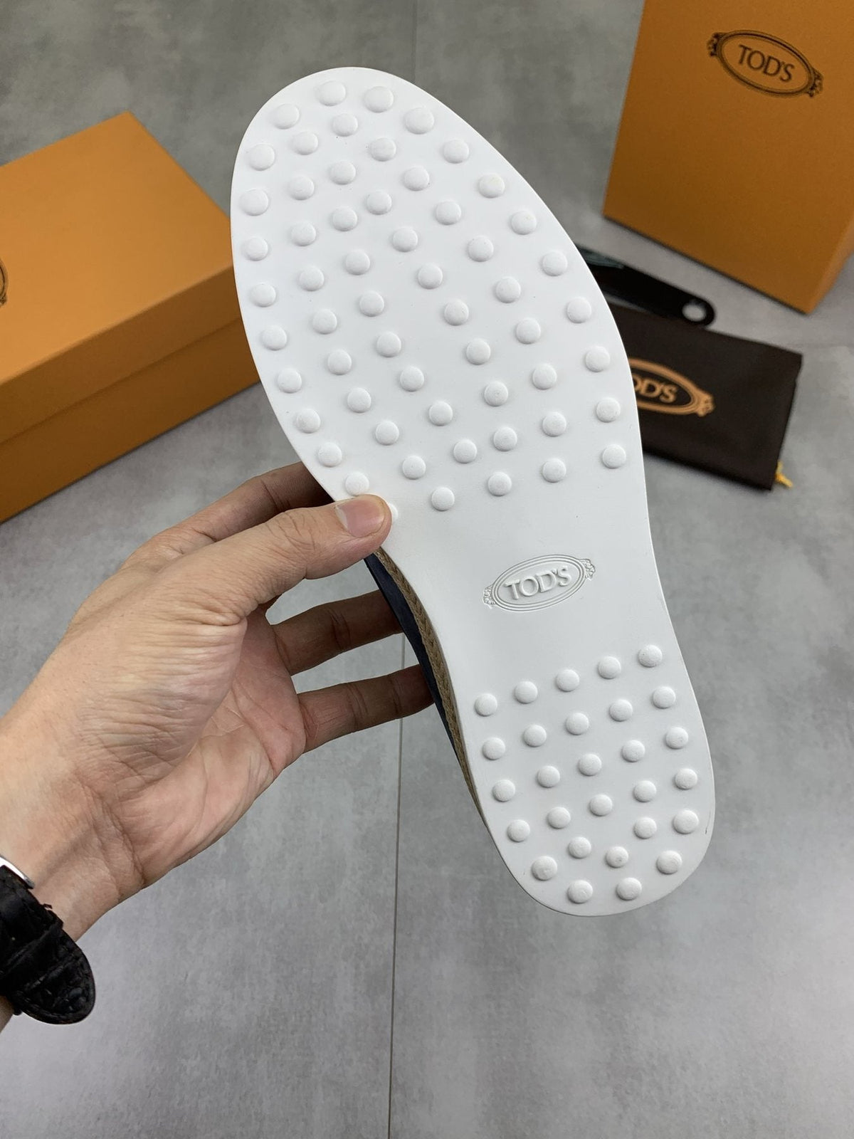 TOD'S Raffia-Trim Driving Loafers — back