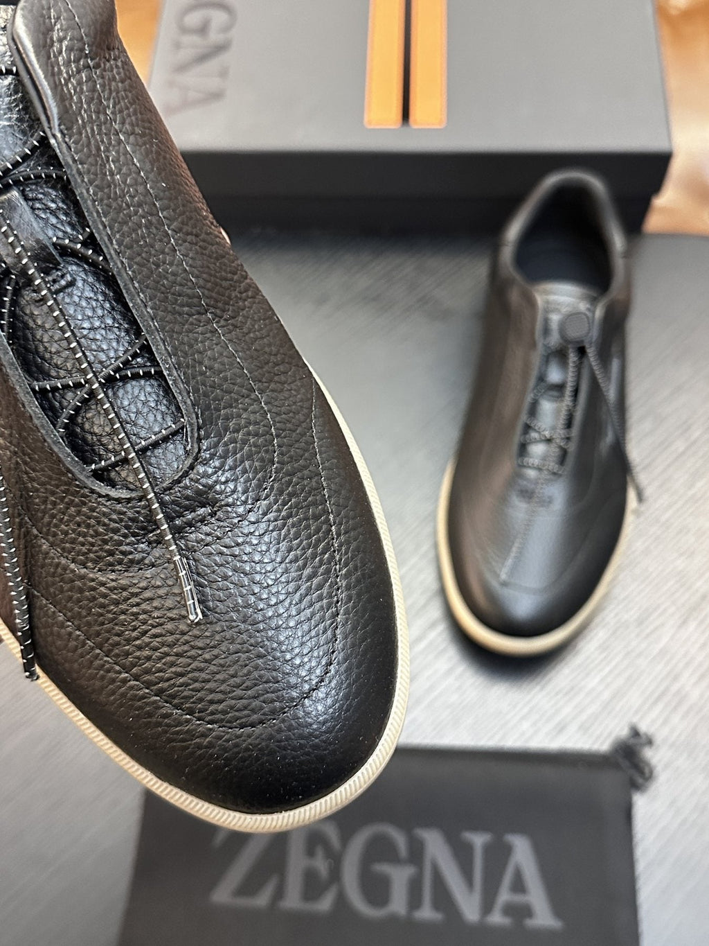 Zegna Zip-Front Slip-On Sneakers — detail