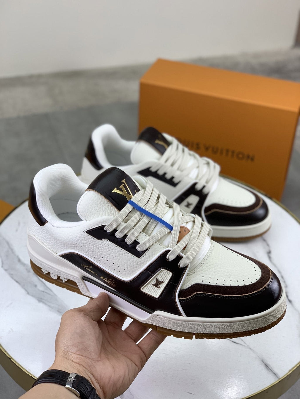 Louis Vuitton Panel-Trim Low-Top Sneakers — model