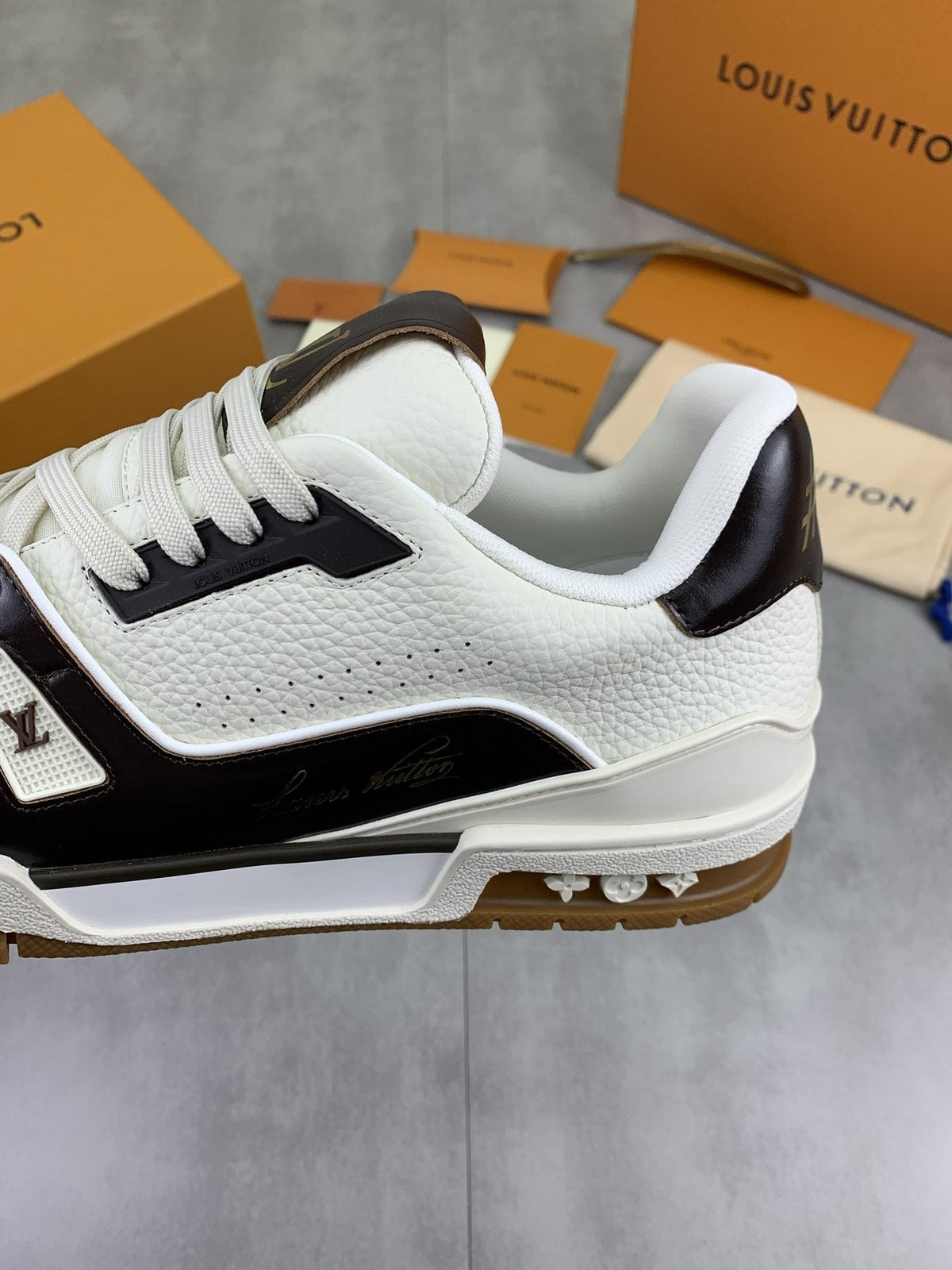 Louis Vuitton Panel-Trim Low-Top Sneakers — detail