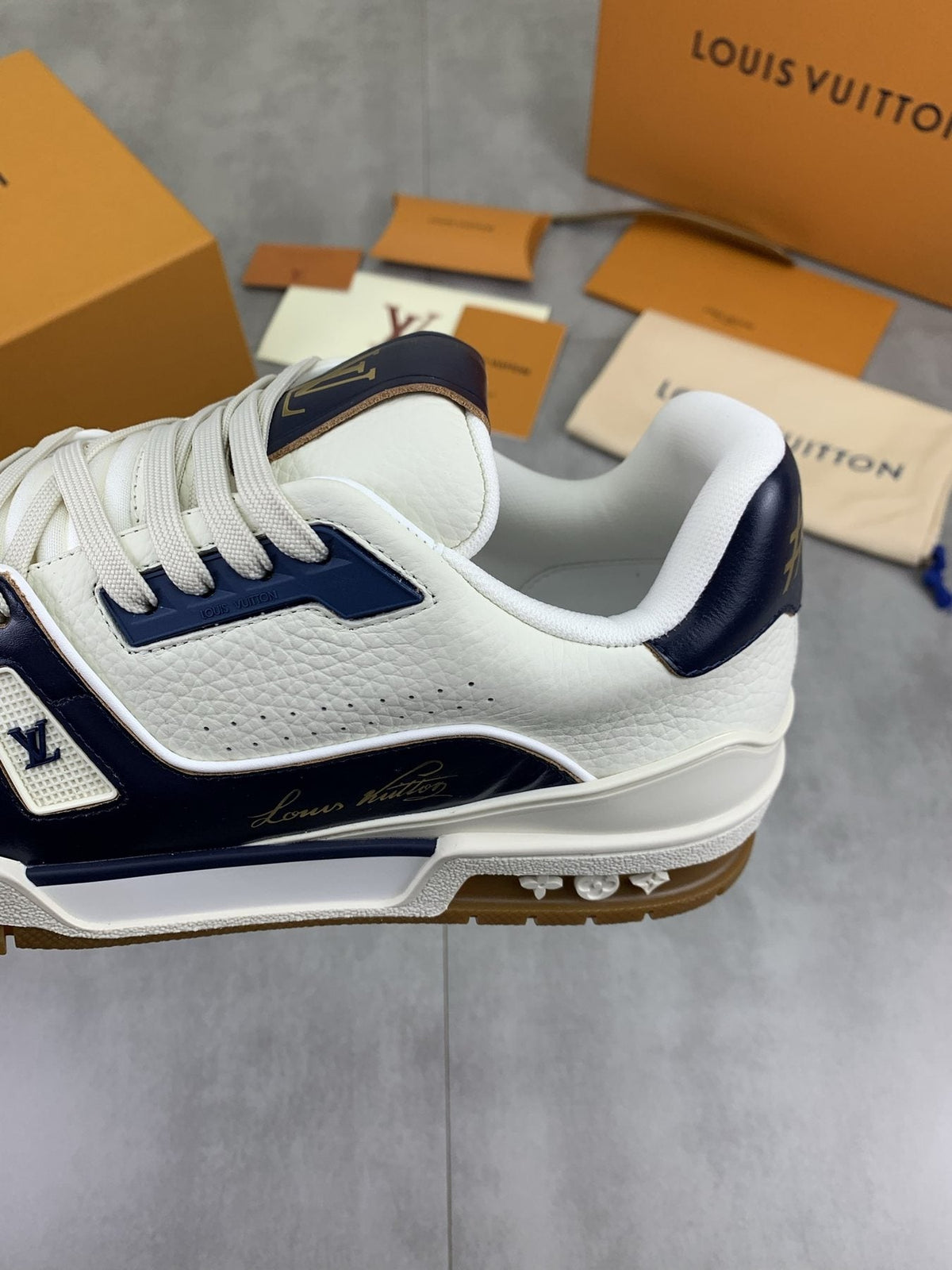 Louis Vuitton Panel-Trim Low-Top Sneakers — detail