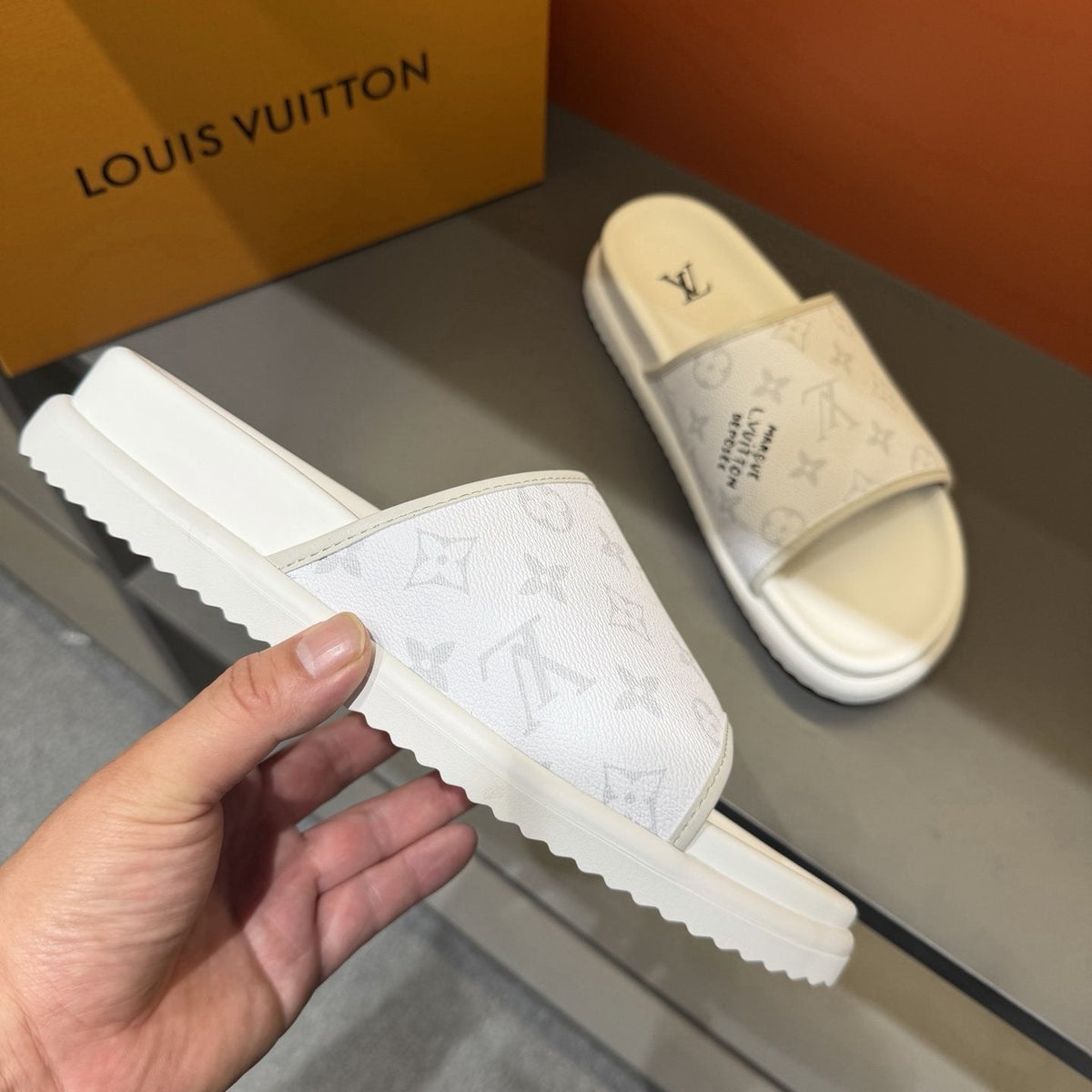 Louis Vuitton Monogram Pattern Slide Sandals — side