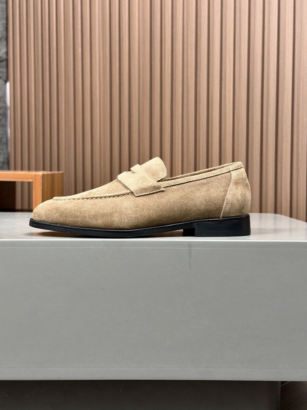 Men’s Textured Leather Penny Loafers — side
