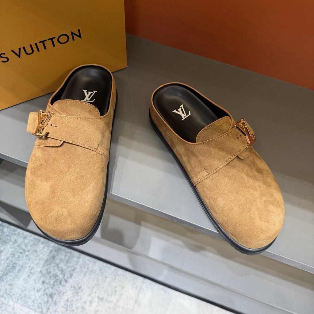 Louis Vuitton Tan Adjustable Strap Slip-On Shoes — front