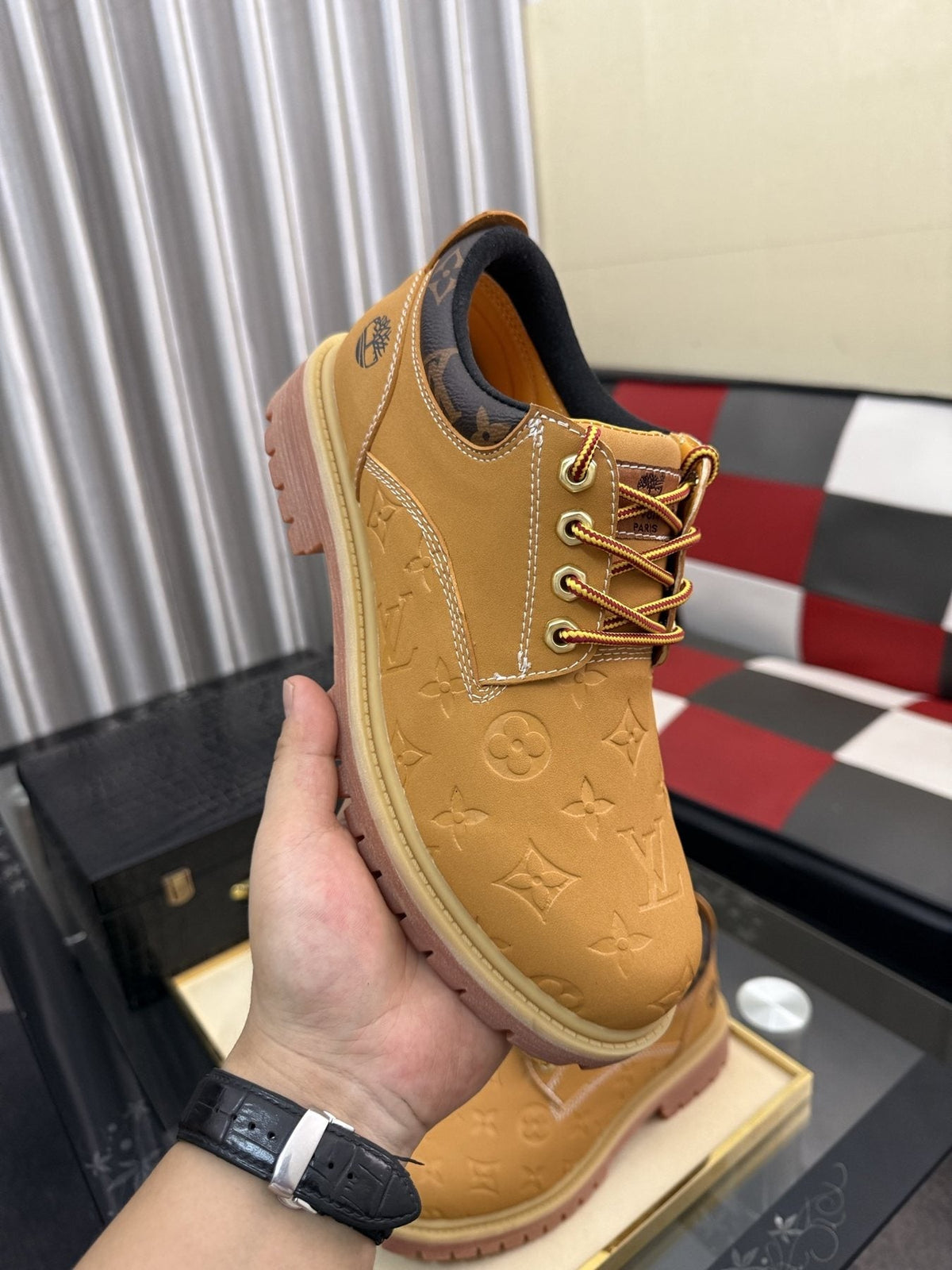 Timberland Patterned Lug Sole Lace-Up Boots — model