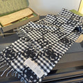 Gucci Black and White Check Fringe Scarf — hero