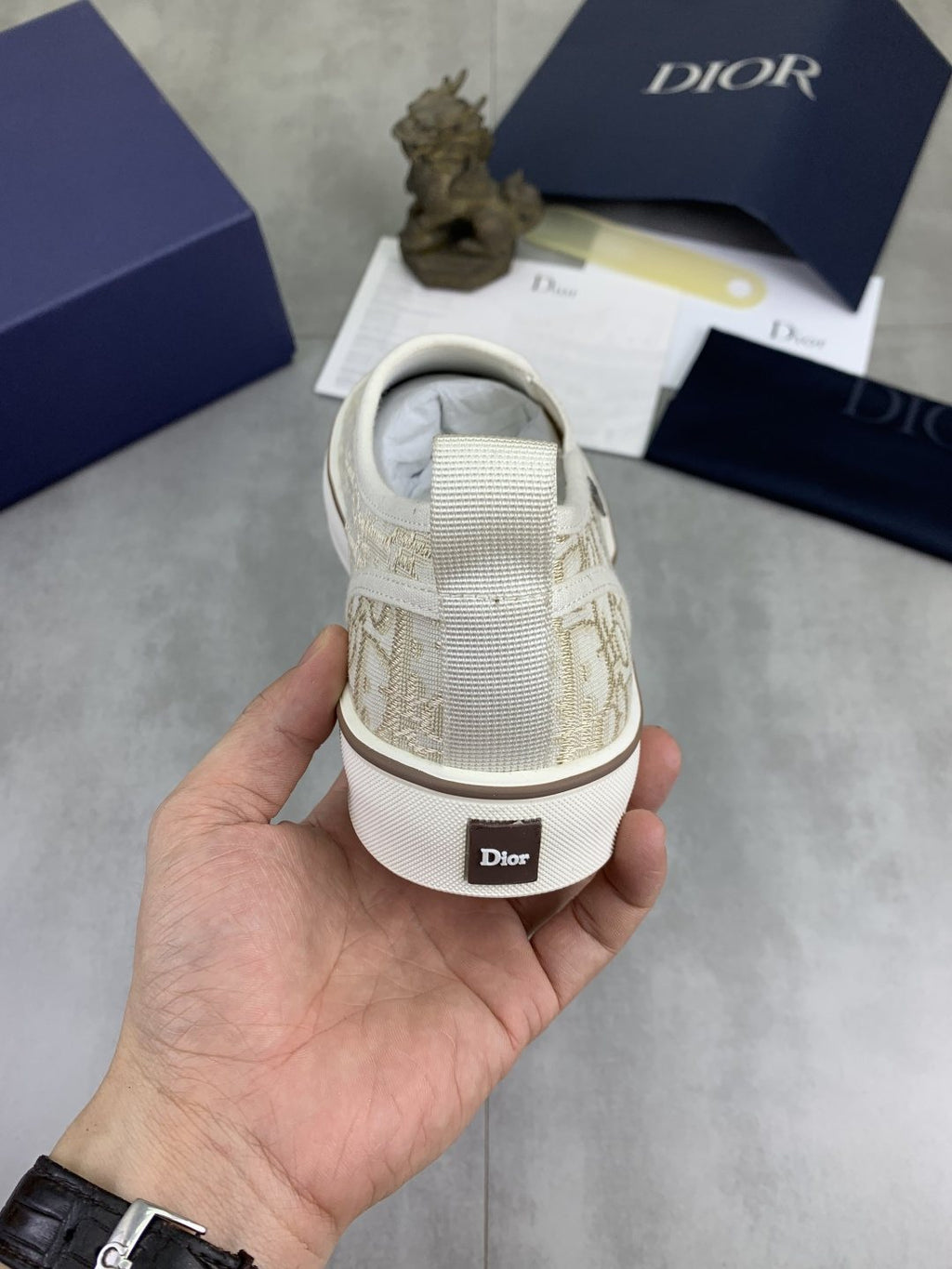 微商相册测试鞋子-Dior Cream Beige Patterned Slip-On Sneakers — back
