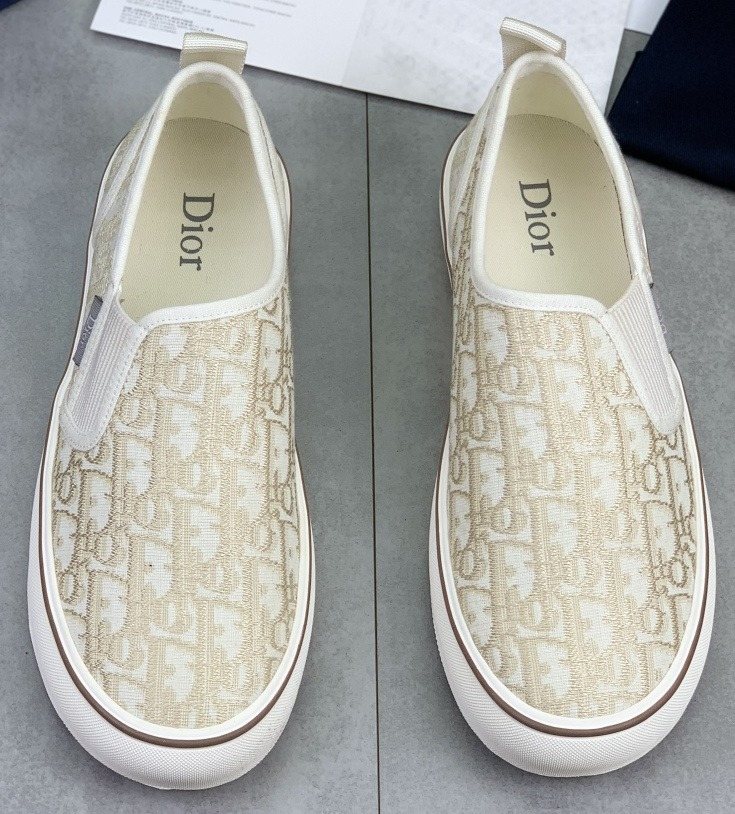 微商相册测试鞋子-Dior Cream Beige Patterned Slip-On Sneakers — hero