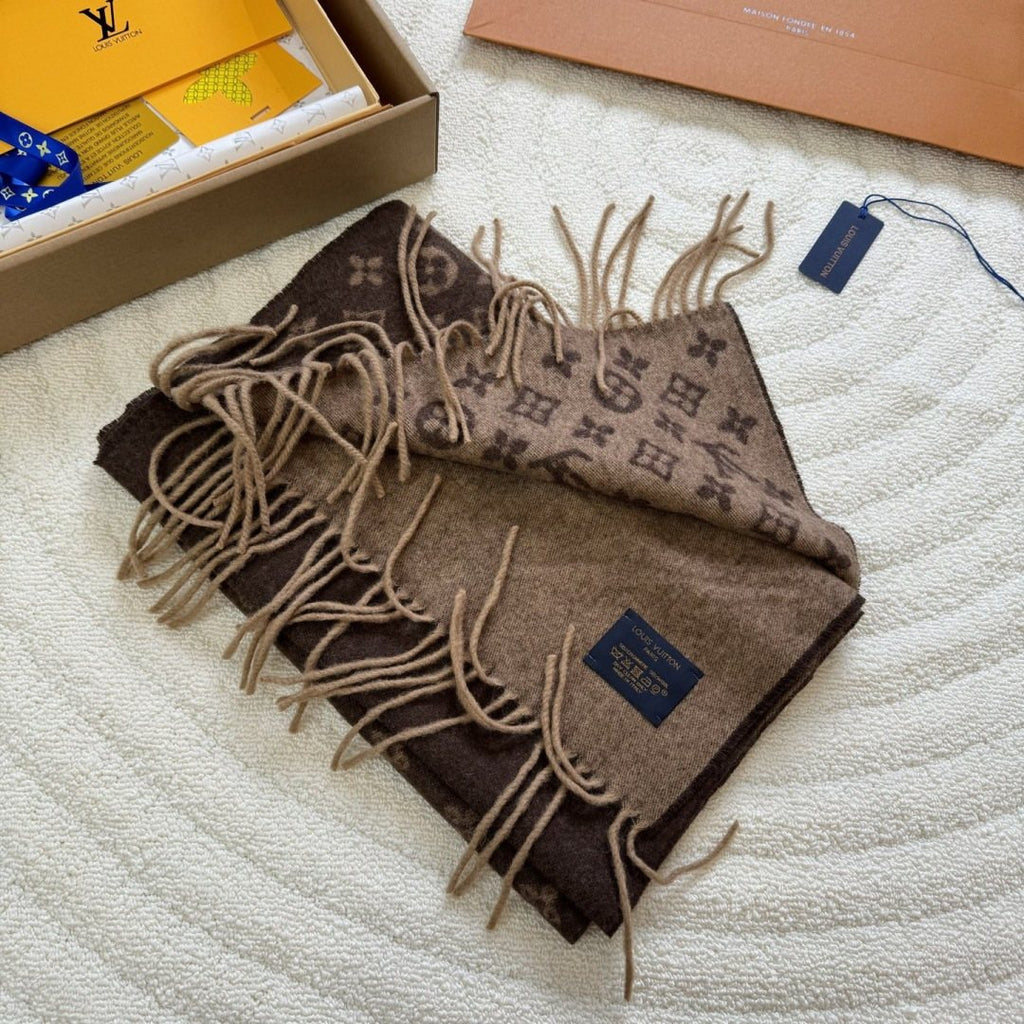 Louis Vuitton Monogram Fringed Scarf — front