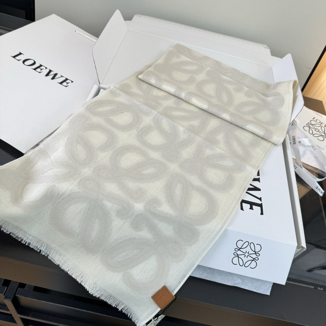 LOEWE Anagram Fringed Scarf — detail