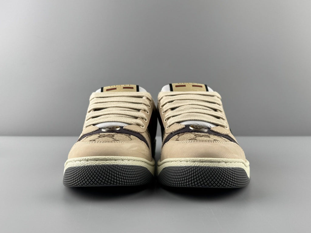 Gucci Beige Web Stripe Sneakers — front