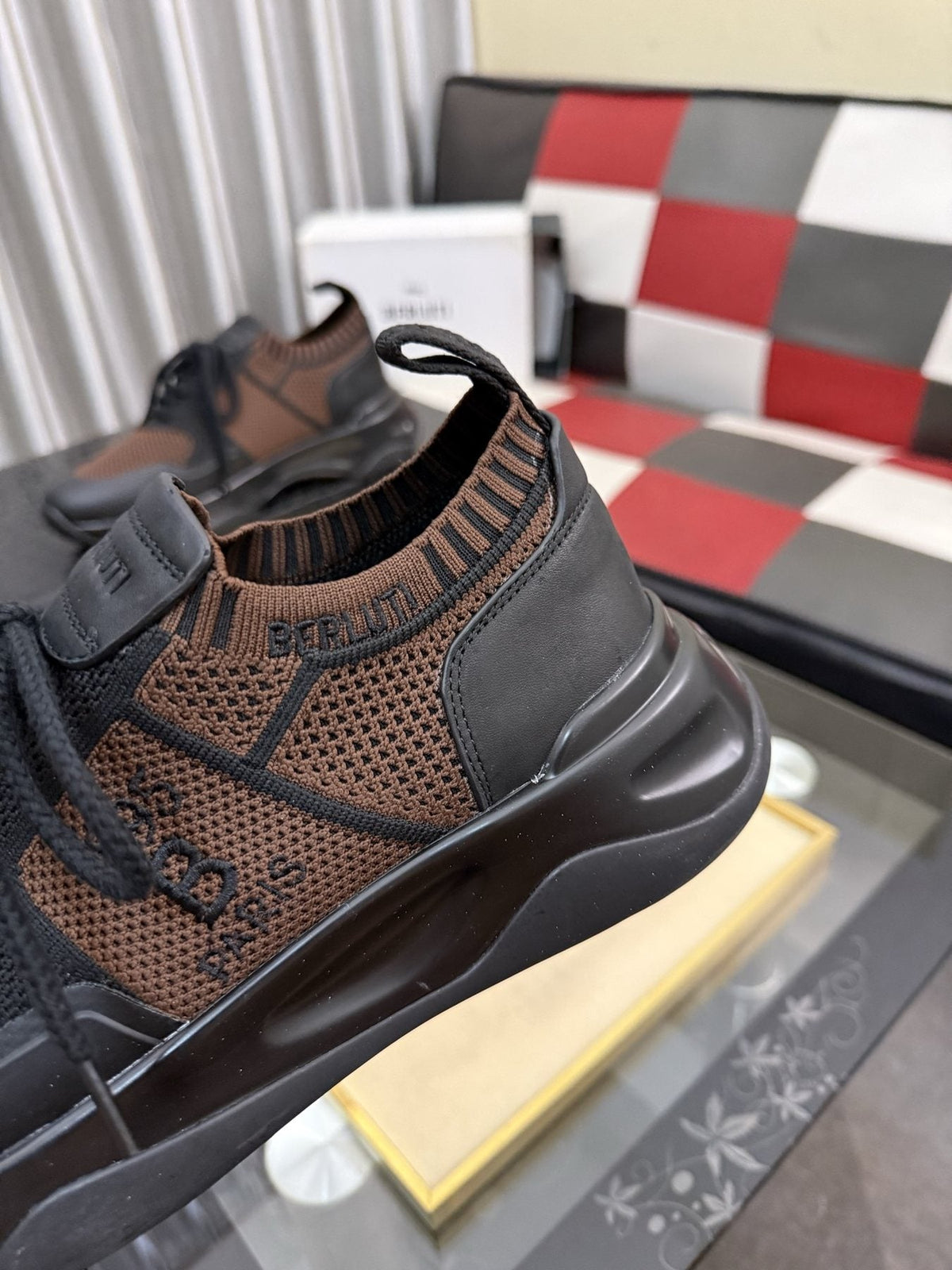 BERLUTI Mesh-Panel Lace-Up Sneakers — detail