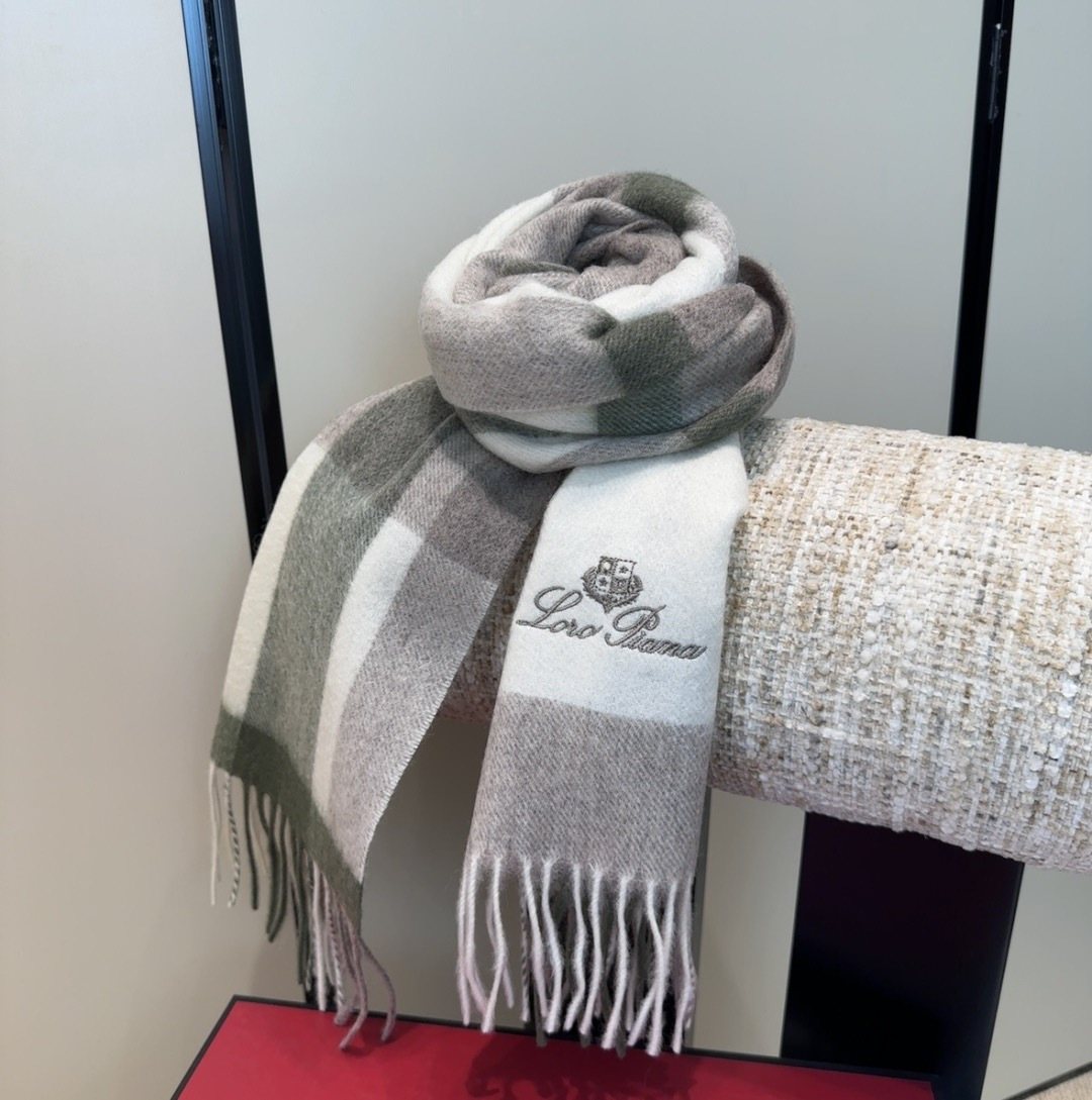 Loro Piana Plaid Fringe Scarf — front