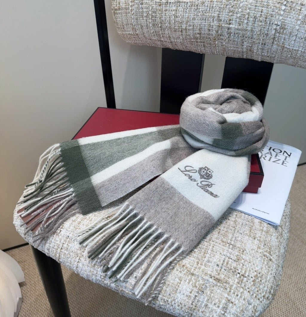 Loro Piana Plaid Fringe Scarf — front
